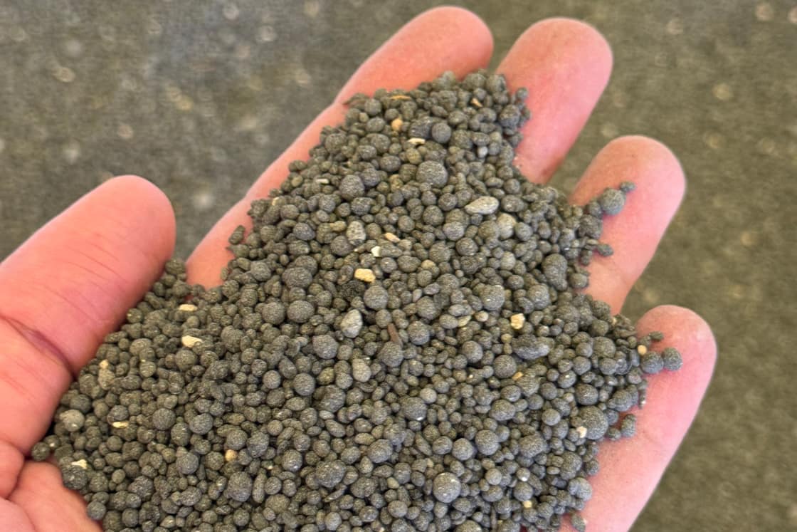 CARBOterra granulado, tomado de la línea de producción.